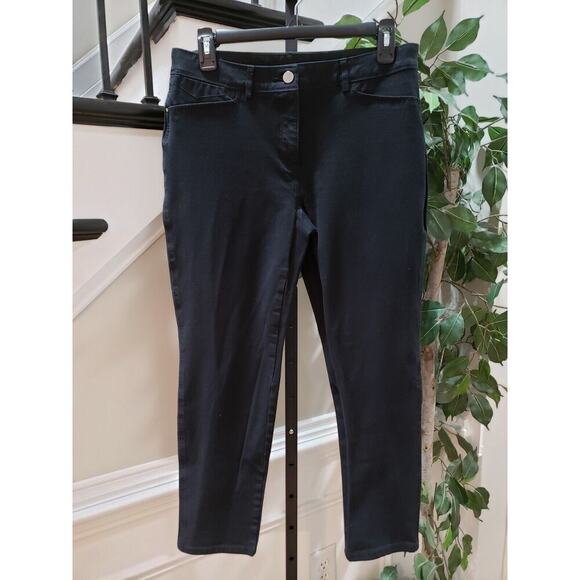 Chico's So Slimming Pants Women's Black Cotton Pockets Flat Front Skinny Leg M - Picture 1 of 11